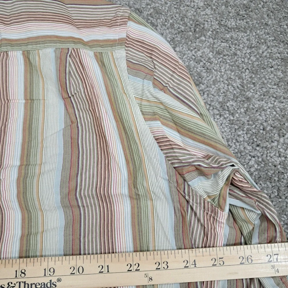 Banana Republic Mens XL Long Sleeve Striped Button Down Shirt Cotton Brown Green